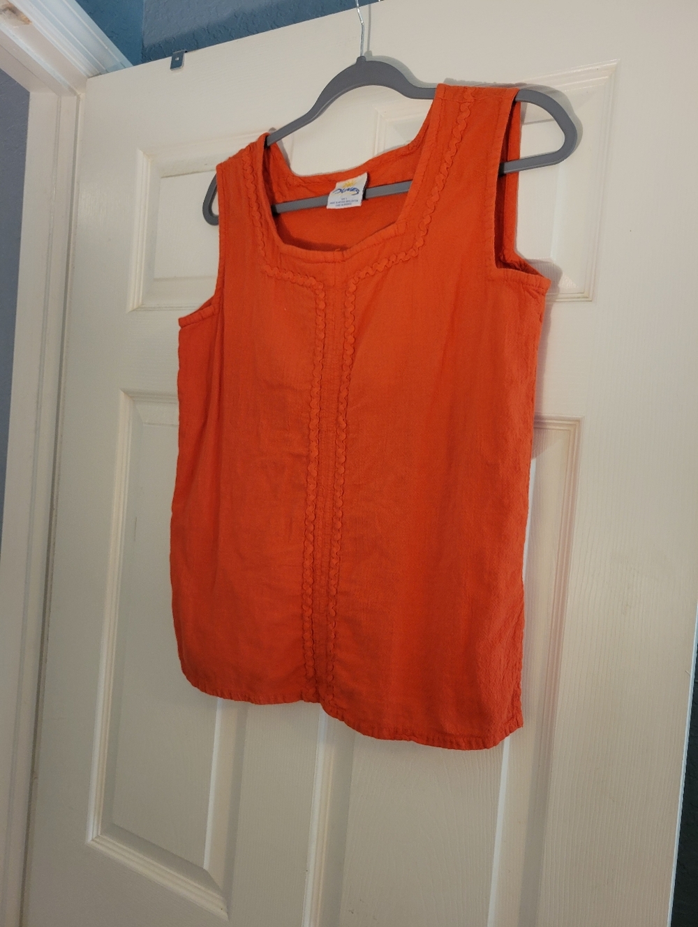 Dunes Dark Orange Cotton Tank Top Size Small Rick Rack Trim